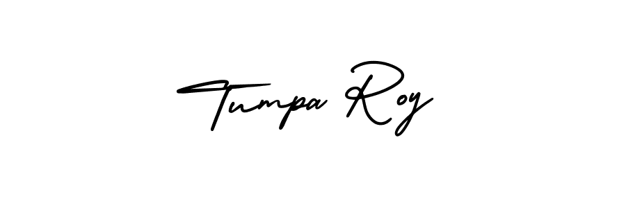 The best way (AmerikaSignatureDemo-Regular) to make a short signature is to pick only two or three words in your name. The name Tumpa Roy include a total of six letters. For converting this name. Tumpa Roy signature style 3 images and pictures png