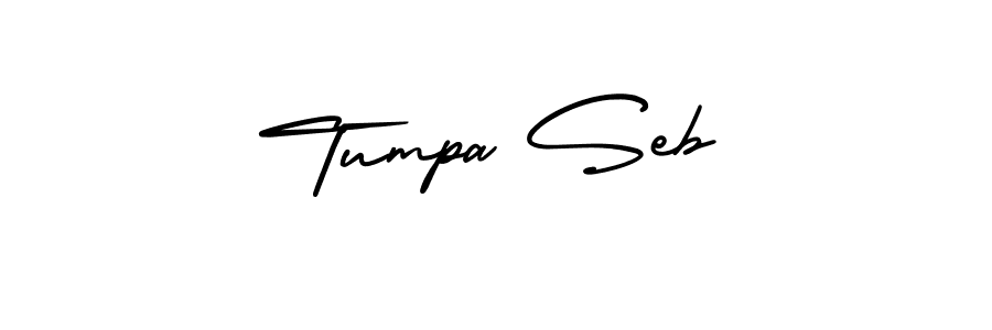 The best way (AmerikaSignatureDemo-Regular) to make a short signature is to pick only two or three words in your name. The name Tumpa Seb include a total of six letters. For converting this name. Tumpa Seb signature style 3 images and pictures png
