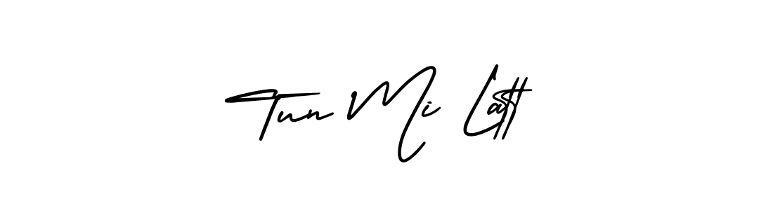 How to make Tun Mi Latt name signature. Use AmerikaSignatureDemo-Regular style for creating short signs online. This is the latest handwritten sign. Tun Mi Latt signature style 3 images and pictures png