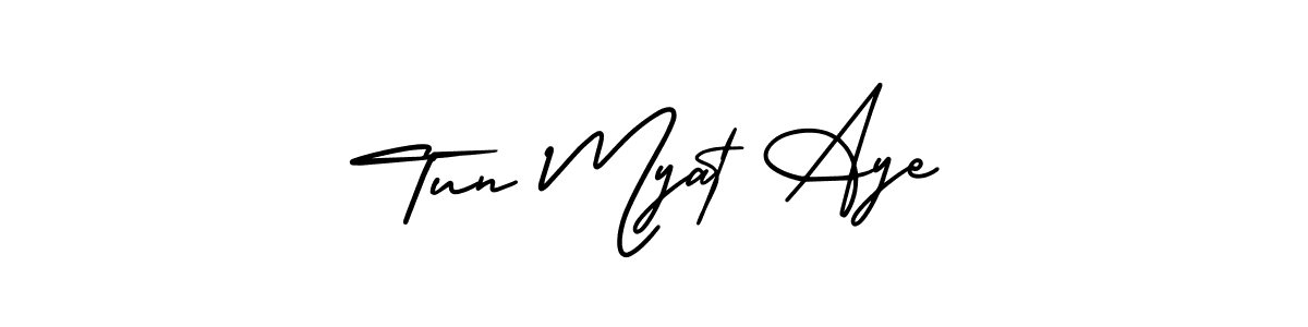 Tun Myat Aye stylish signature style. Best Handwritten Sign (AmerikaSignatureDemo-Regular) for my name. Handwritten Signature Collection Ideas for my name Tun Myat Aye. Tun Myat Aye signature style 3 images and pictures png