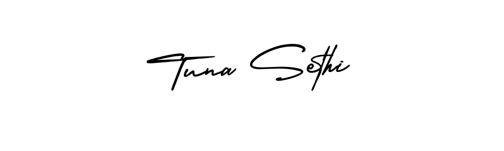 How to make Tuna Sethi name signature. Use AmerikaSignatureDemo-Regular style for creating short signs online. This is the latest handwritten sign. Tuna Sethi signature style 3 images and pictures png