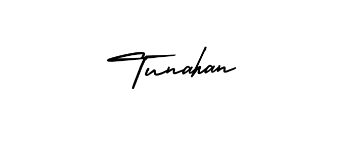 How to make Tunahan name signature. Use AmerikaSignatureDemo-Regular style for creating short signs online. This is the latest handwritten sign. Tunahan signature style 3 images and pictures png