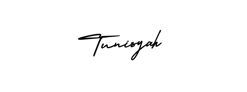 The best way (AmerikaSignatureDemo-Regular) to make a short signature is to pick only two or three words in your name. The name Tunisyah include a total of six letters. For converting this name. Tunisyah signature style 3 images and pictures png