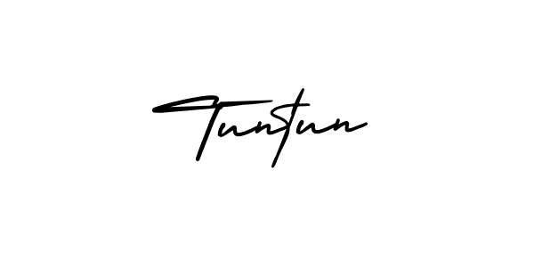 Tuntun stylish signature style. Best Handwritten Sign (AmerikaSignatureDemo-Regular) for my name. Handwritten Signature Collection Ideas for my name Tuntun. Tuntun signature style 3 images and pictures png