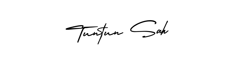Use a signature maker to create a handwritten signature online. With this signature software, you can design (AmerikaSignatureDemo-Regular) your own signature for name Tuntun Sah. Tuntun Sah signature style 3 images and pictures png