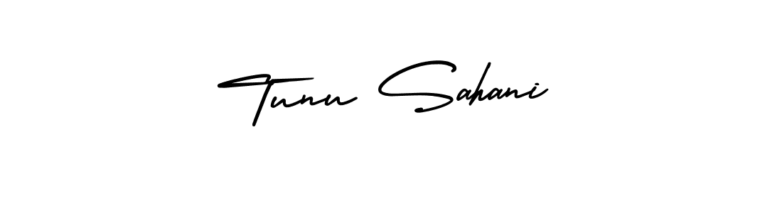 Design your own signature with our free online signature maker. With this signature software, you can create a handwritten (AmerikaSignatureDemo-Regular) signature for name Tunu Sahani. Tunu Sahani signature style 3 images and pictures png