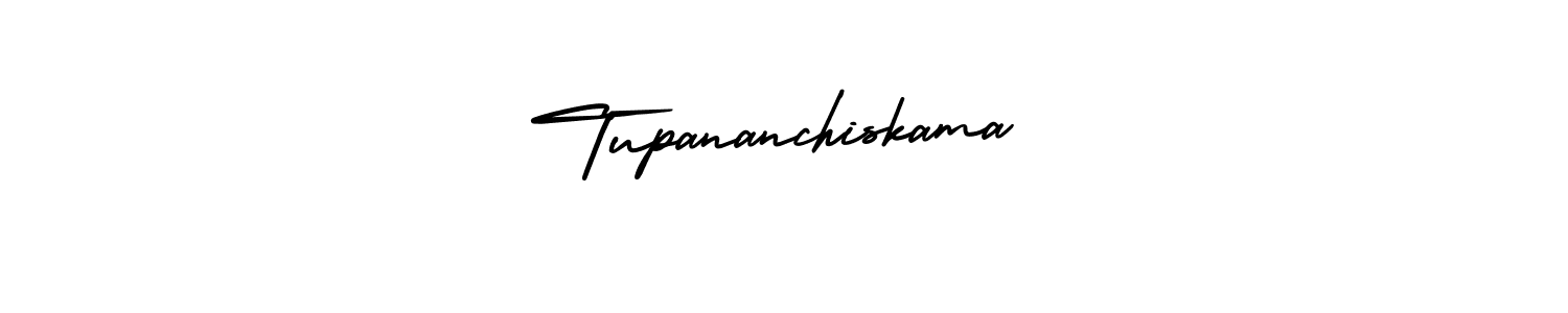 How to make Tupananchiskama name signature. Use AmerikaSignatureDemo-Regular style for creating short signs online. This is the latest handwritten sign. Tupananchiskama signature style 3 images and pictures png
