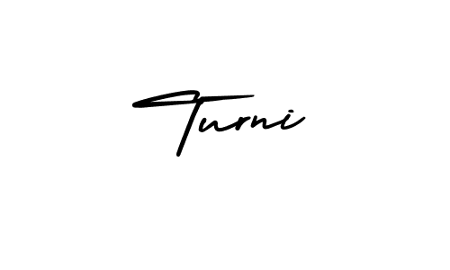 You should practise on your own different ways (AmerikaSignatureDemo-Regular) to write your name (Turni) in signature. don't let someone else do it for you. Turni signature style 3 images and pictures png