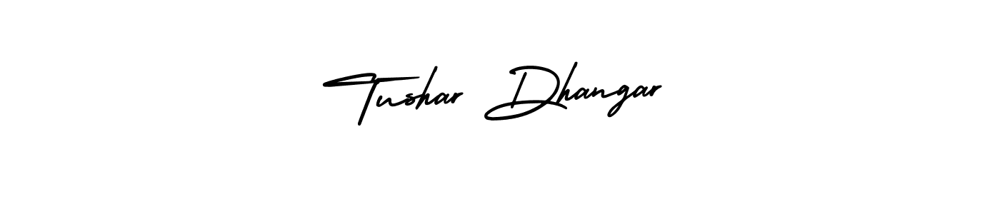 The best way (AmerikaSignatureDemo-Regular) to make a short signature is to pick only two or three words in your name. The name Tushar Dhangar include a total of six letters. For converting this name. Tushar Dhangar signature style 3 images and pictures png