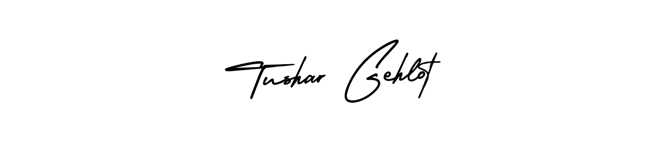 You should practise on your own different ways (AmerikaSignatureDemo-Regular) to write your name (Tushar Gehlot) in signature. don't let someone else do it for you. Tushar Gehlot signature style 3 images and pictures png