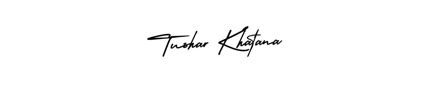 The best way (AmerikaSignatureDemo-Regular) to make a short signature is to pick only two or three words in your name. The name Tushar Khatana include a total of six letters. For converting this name. Tushar Khatana signature style 3 images and pictures png