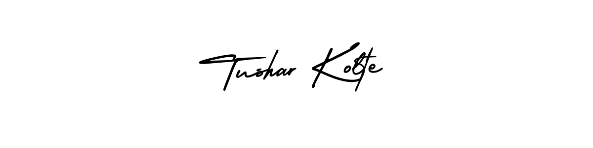 You should practise on your own different ways (AmerikaSignatureDemo-Regular) to write your name (Tushar Kolte) in signature. don't let someone else do it for you. Tushar Kolte signature style 3 images and pictures png