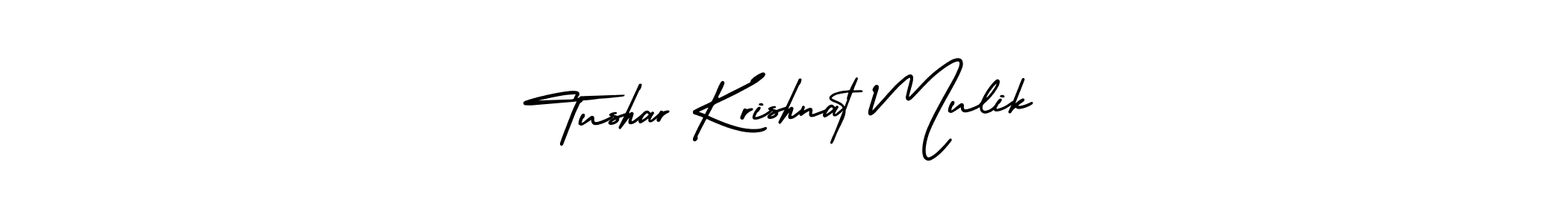 The best way (AmerikaSignatureDemo-Regular) to make a short signature is to pick only two or three words in your name. The name Tushar Krishnat Mulik include a total of six letters. For converting this name. Tushar Krishnat Mulik signature style 3 images and pictures png