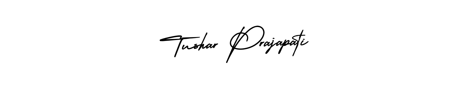 This is the best signature style for the Tushar Prajapati name. Also you like these signature font (AmerikaSignatureDemo-Regular). Mix name signature. Tushar Prajapati signature style 3 images and pictures png