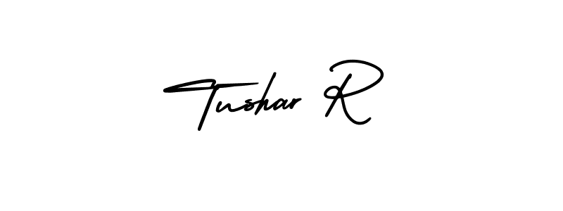 How to make Tushar R name signature. Use AmerikaSignatureDemo-Regular style for creating short signs online. This is the latest handwritten sign. Tushar R signature style 3 images and pictures png