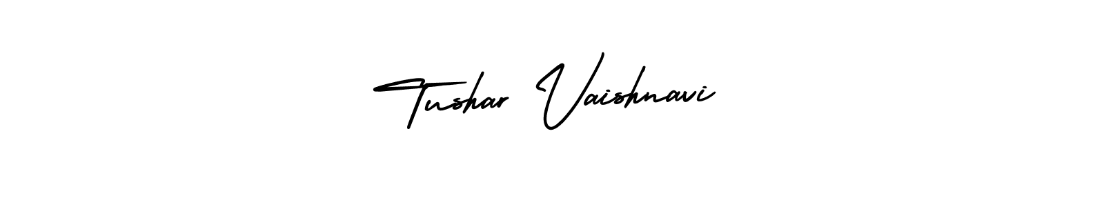 You should practise on your own different ways (AmerikaSignatureDemo-Regular) to write your name (Tushar Vaishnavi) in signature. don't let someone else do it for you. Tushar Vaishnavi signature style 3 images and pictures png