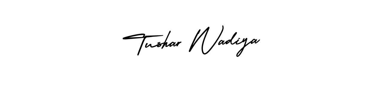 if you are searching for the best signature style for your name Tushar Wadiya. so please give up your signature search. here we have designed multiple signature styles  using AmerikaSignatureDemo-Regular. Tushar Wadiya signature style 3 images and pictures png