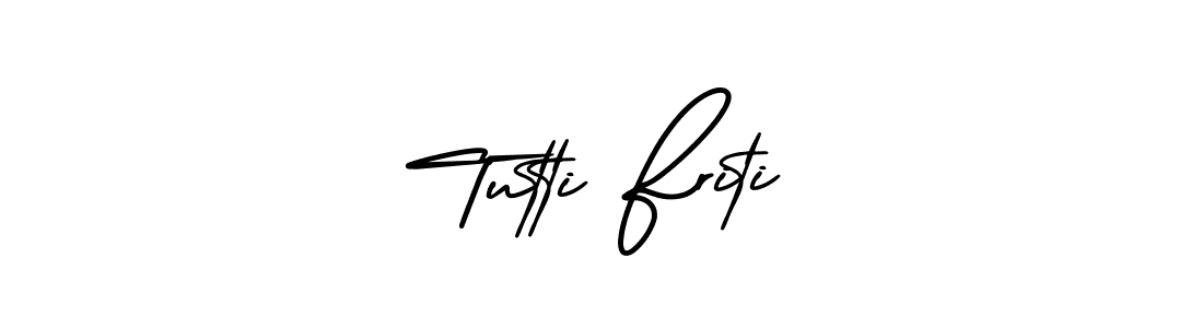 The best way (AmerikaSignatureDemo-Regular) to make a short signature is to pick only two or three words in your name. The name Tutti Friti include a total of six letters. For converting this name. Tutti Friti signature style 3 images and pictures png