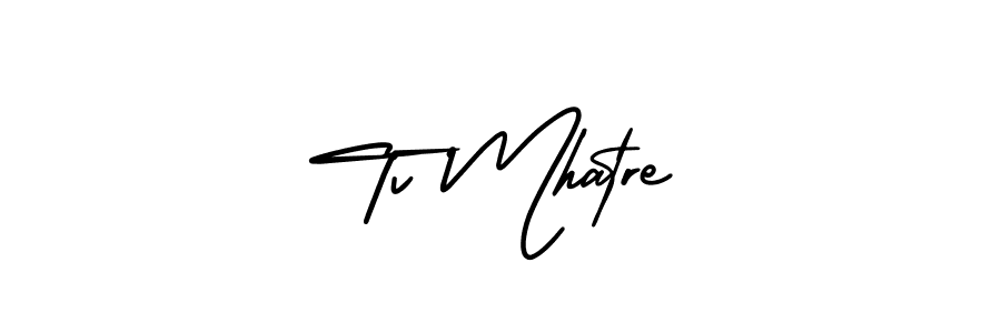 How to Draw Tv Mhatre signature style? AmerikaSignatureDemo-Regular is a latest design signature styles for name Tv Mhatre. Tv Mhatre signature style 3 images and pictures png