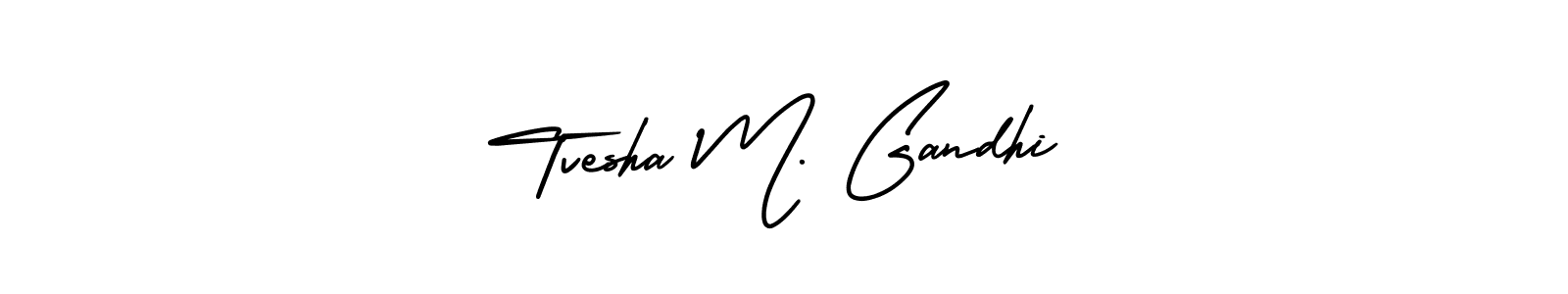 It looks lik you need a new signature style for name Tvesha M. Gandhi. Design unique handwritten (AmerikaSignatureDemo-Regular) signature with our free signature maker in just a few clicks. Tvesha M. Gandhi signature style 3 images and pictures png