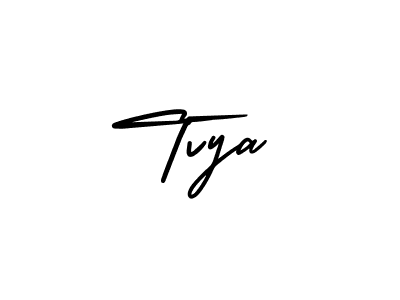The best way (AmerikaSignatureDemo-Regular) to make a short signature is to pick only two or three words in your name. The name Tvya include a total of six letters. For converting this name. Tvya signature style 3 images and pictures png