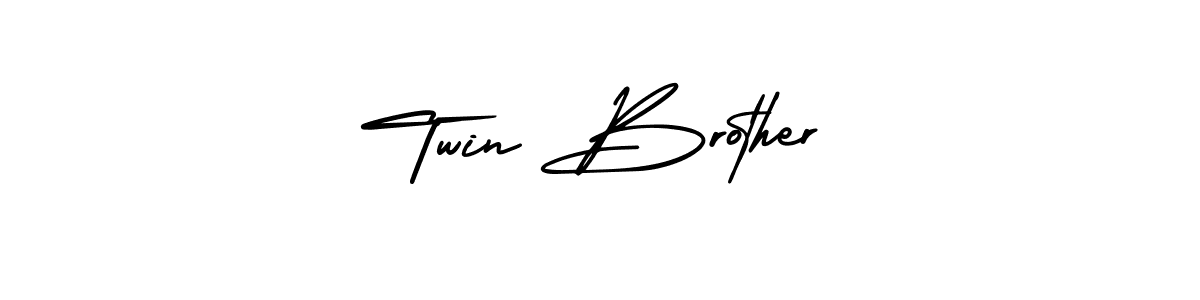 You should practise on your own different ways (AmerikaSignatureDemo-Regular) to write your name (Twin Brother) in signature. don't let someone else do it for you. Twin Brother signature style 3 images and pictures png