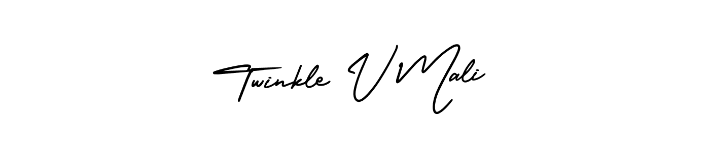 You should practise on your own different ways (AmerikaSignatureDemo-Regular) to write your name (Twinkle V Mali) in signature. don't let someone else do it for you. Twinkle V Mali signature style 3 images and pictures png