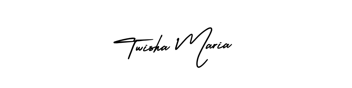 Twisha Maria stylish signature style. Best Handwritten Sign (AmerikaSignatureDemo-Regular) for my name. Handwritten Signature Collection Ideas for my name Twisha Maria. Twisha Maria signature style 3 images and pictures png