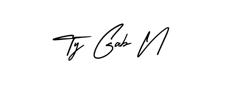 The best way (AmerikaSignatureDemo-Regular) to make a short signature is to pick only two or three words in your name. The name Ty Gab N include a total of six letters. For converting this name. Ty Gab N signature style 3 images and pictures png