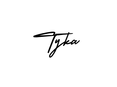 Use a signature maker to create a handwritten signature online. With this signature software, you can design (AmerikaSignatureDemo-Regular) your own signature for name Tyka. Tyka signature style 3 images and pictures png