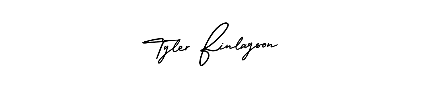 You should practise on your own different ways (AmerikaSignatureDemo-Regular) to write your name (Tyler Finlayson) in signature. don't let someone else do it for you. Tyler Finlayson signature style 3 images and pictures png