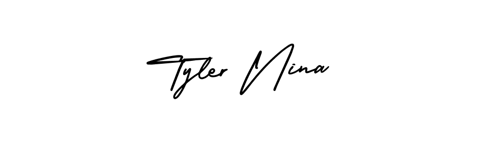 Similarly AmerikaSignatureDemo-Regular is the best handwritten signature design. Signature creator online .You can use it as an online autograph creator for name Tyler Nina. Tyler Nina signature style 3 images and pictures png