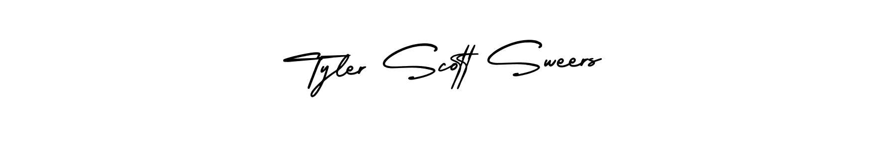 The best way (AmerikaSignatureDemo-Regular) to make a short signature is to pick only two or three words in your name. The name Tyler Scott Sweers include a total of six letters. For converting this name. Tyler Scott Sweers signature style 3 images and pictures png