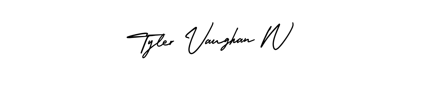 AmerikaSignatureDemo-Regular is a professional signature style that is perfect for those who want to add a touch of class to their signature. It is also a great choice for those who want to make their signature more unique. Get Tyler Vaughan W name to fancy signature for free. Tyler Vaughan W signature style 3 images and pictures png