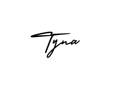 Use a signature maker to create a handwritten signature online. With this signature software, you can design (AmerikaSignatureDemo-Regular) your own signature for name Tyna. Tyna signature style 3 images and pictures png