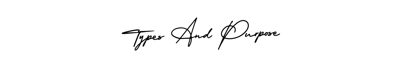 Best and Professional Signature Style for Types And Purpose. AmerikaSignatureDemo-Regular Best Signature Style Collection. Types And Purpose signature style 3 images and pictures png