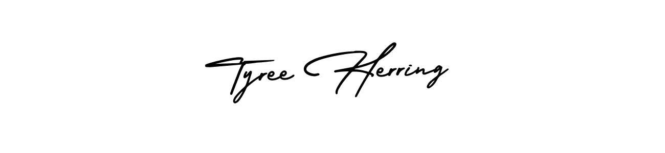 The best way (AmerikaSignatureDemo-Regular) to make a short signature is to pick only two or three words in your name. The name Tyree Herring include a total of six letters. For converting this name. Tyree Herring signature style 3 images and pictures png