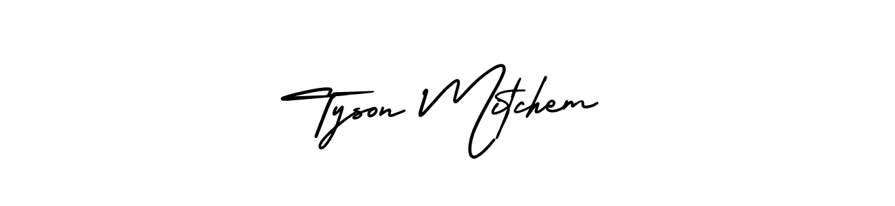 Tyson Mitchem stylish signature style. Best Handwritten Sign (AmerikaSignatureDemo-Regular) for my name. Handwritten Signature Collection Ideas for my name Tyson Mitchem. Tyson Mitchem signature style 3 images and pictures png