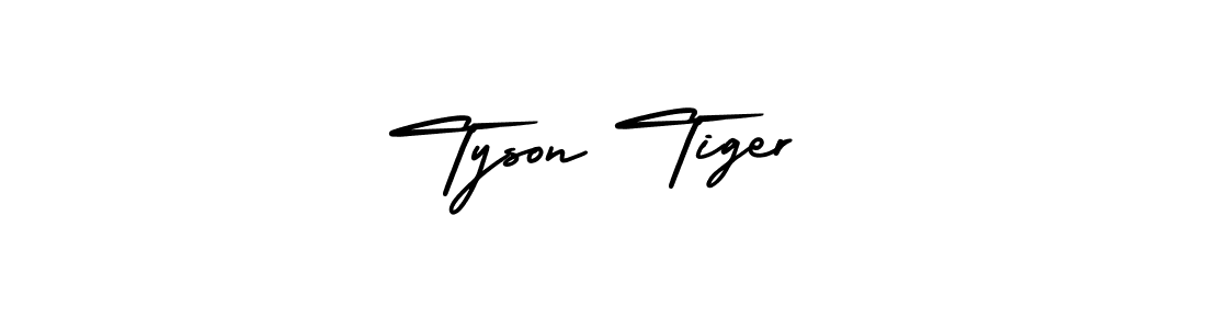 You should practise on your own different ways (AmerikaSignatureDemo-Regular) to write your name (Tyson Tiger) in signature. don't let someone else do it for you. Tyson Tiger signature style 3 images and pictures png