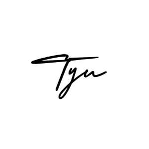 The best way (AmerikaSignatureDemo-Regular) to make a short signature is to pick only two or three words in your name. The name Tyu include a total of six letters. For converting this name. Tyu signature style 3 images and pictures png