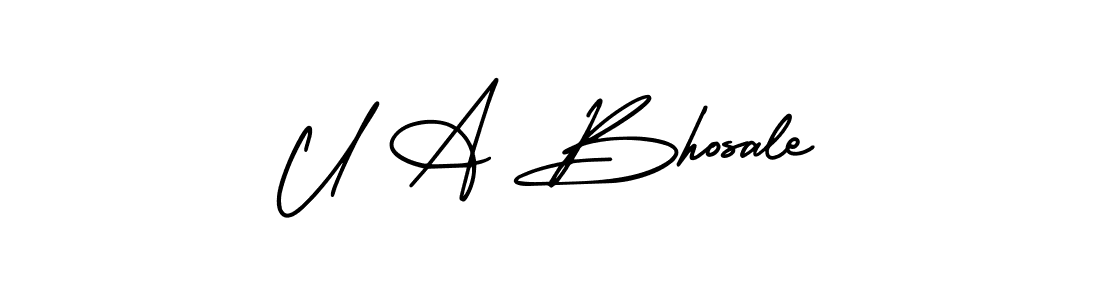 Use a signature maker to create a handwritten signature online. With this signature software, you can design (AmerikaSignatureDemo-Regular) your own signature for name U A Bhosale. U A Bhosale signature style 3 images and pictures png