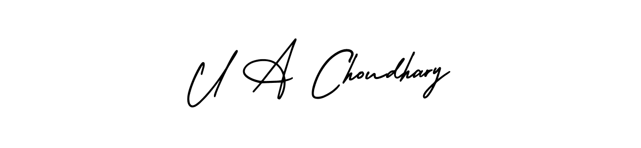 Use a signature maker to create a handwritten signature online. With this signature software, you can design (AmerikaSignatureDemo-Regular) your own signature for name U A Choudhary. U A Choudhary signature style 3 images and pictures png