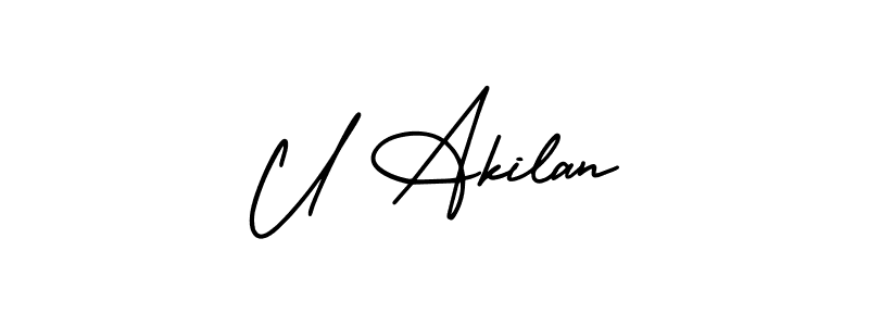 U Akilan stylish signature style. Best Handwritten Sign (AmerikaSignatureDemo-Regular) for my name. Handwritten Signature Collection Ideas for my name U Akilan. U Akilan signature style 3 images and pictures png
