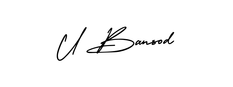 U Bansod stylish signature style. Best Handwritten Sign (AmerikaSignatureDemo-Regular) for my name. Handwritten Signature Collection Ideas for my name U Bansod. U Bansod signature style 3 images and pictures png