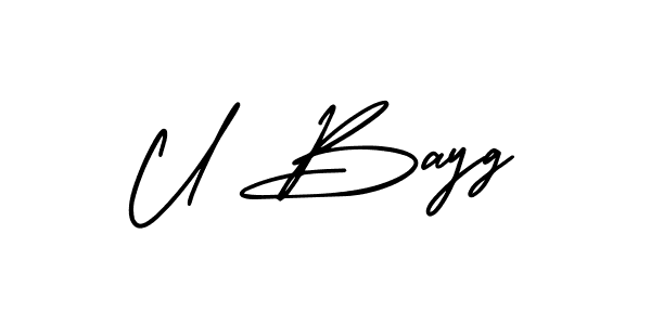 Make a beautiful signature design for name U Bayg. With this signature (AmerikaSignatureDemo-Regular) style, you can create a handwritten signature for free. U Bayg signature style 3 images and pictures png