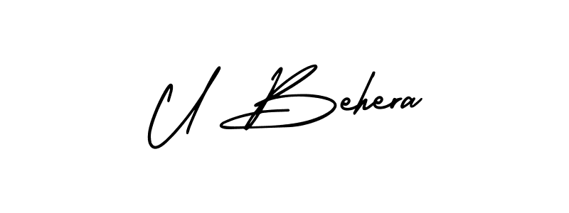 AmerikaSignatureDemo-Regular is a professional signature style that is perfect for those who want to add a touch of class to their signature. It is also a great choice for those who want to make their signature more unique. Get U Behera name to fancy signature for free. U Behera signature style 3 images and pictures png