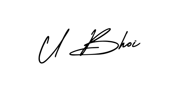 Use a signature maker to create a handwritten signature online. With this signature software, you can design (AmerikaSignatureDemo-Regular) your own signature for name U Bhoi. U Bhoi signature style 3 images and pictures png