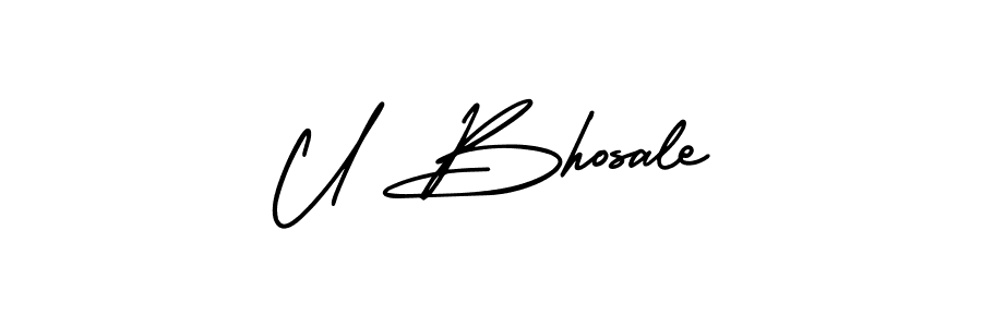 if you are searching for the best signature style for your name U Bhosale. so please give up your signature search. here we have designed multiple signature styles  using AmerikaSignatureDemo-Regular. U Bhosale signature style 3 images and pictures png