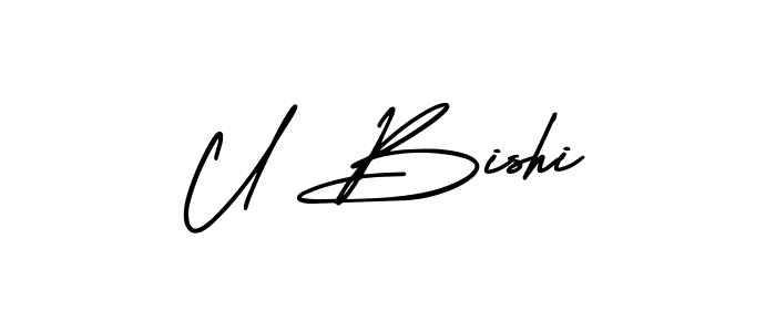 Also we have U Bishi name is the best signature style. Create professional handwritten signature collection using AmerikaSignatureDemo-Regular autograph style. U Bishi signature style 3 images and pictures png