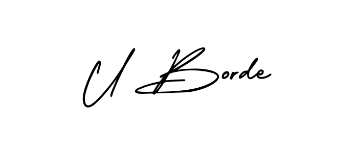 Design your own signature with our free online signature maker. With this signature software, you can create a handwritten (AmerikaSignatureDemo-Regular) signature for name U Borde. U Borde signature style 3 images and pictures png